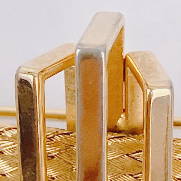 VTG Set of 2 Brooches 50s 60s Gold Tone Mesh Knot & Bar Mid Century Sculptural - Picture 8 of 12